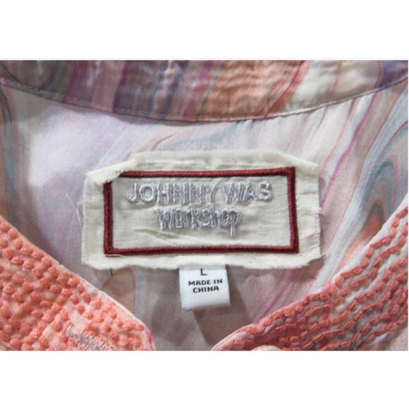 Johnny Was Workshop Laguna Vesper Voyager Tunic Silk Blouse Top L - Picture 5 of 6